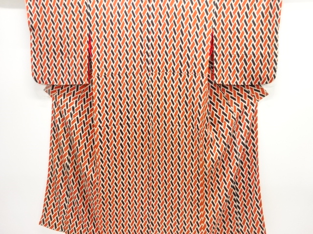 大正ロマン　紋錦紗　桧垣模様着物